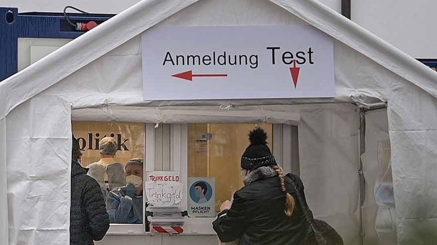 Centro habilitado para hacer test de COVID-19 en Garmisch-Partenkirchen, Alemania.
