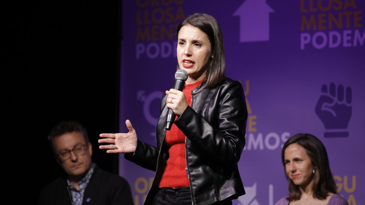 La exministra de Igualdad y eurodiputada de Podemos, Irene Montero, en un acto de Podemos en Barcelona