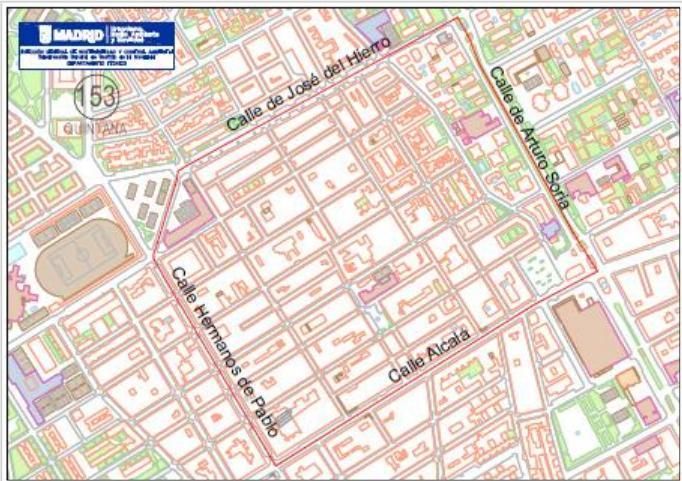 Zona del barrio de Quintana para extender los parquímetros