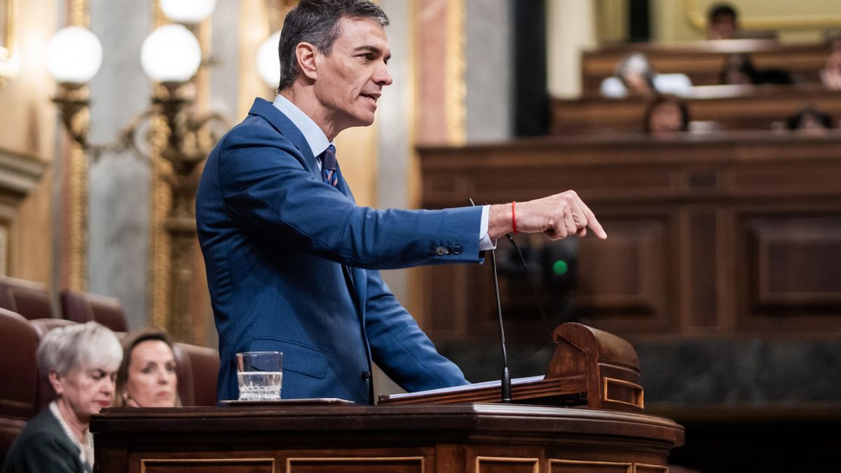 El presidente del Gobierno,  Pedro Sánchez, durante una sesión de control al Gobierno