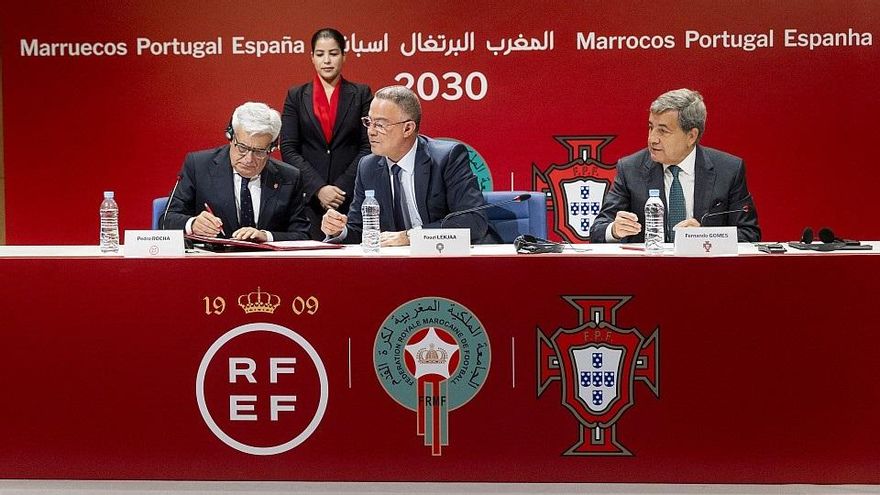 Archivo - España, Portugal y Marruecos en una reunióin preparatoria del Mundial de 2030