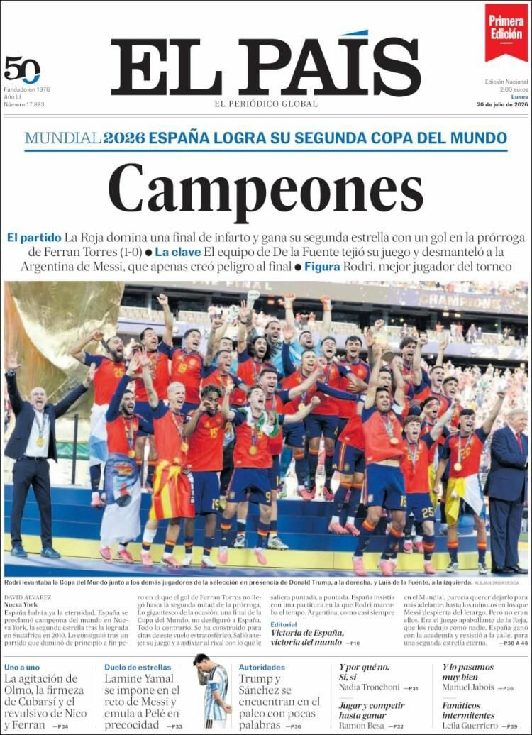 Las lágrimas de Messi y el título de España, en las tapas de los diarios del mundo