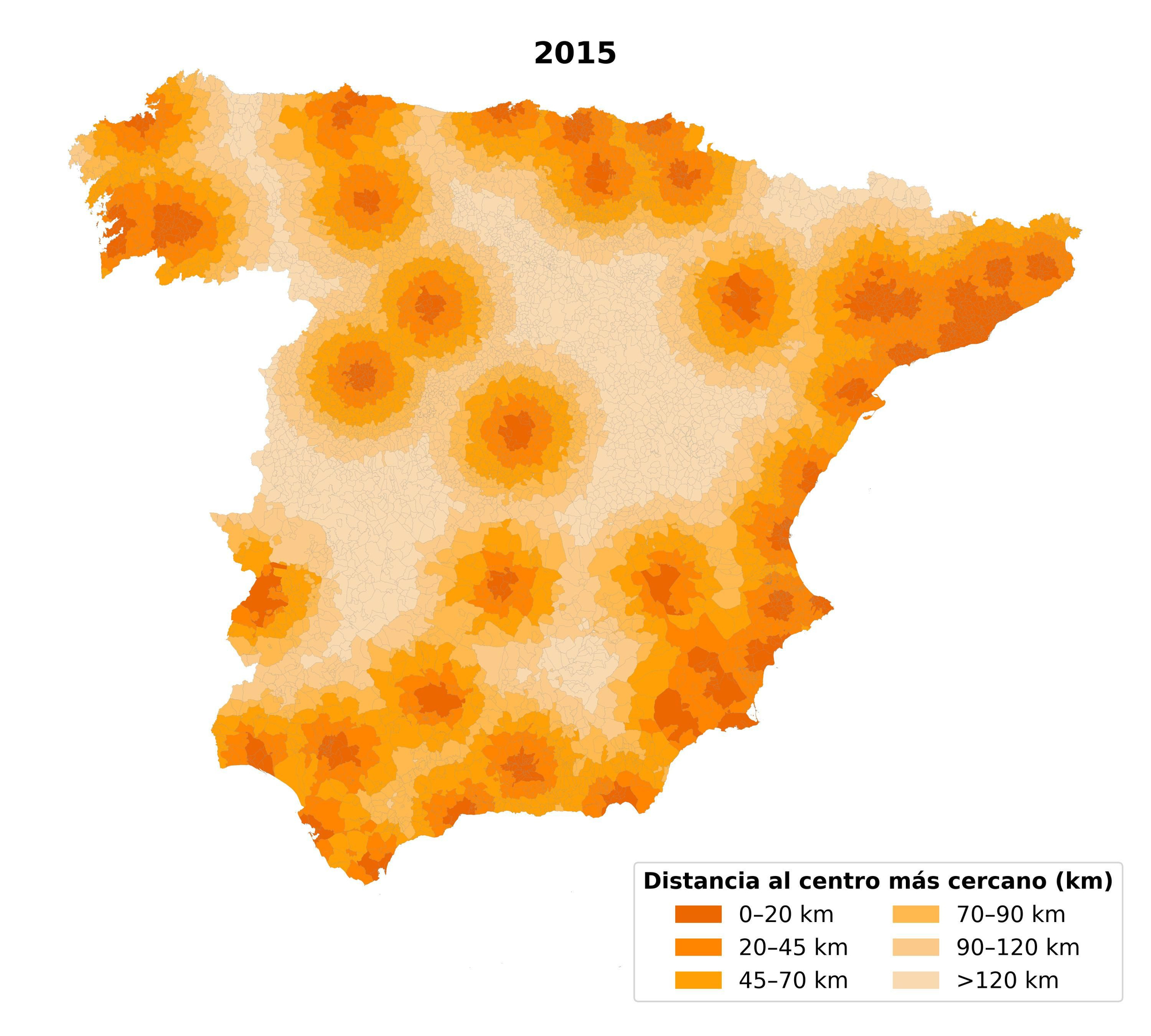 Figura 1. Mapa de distancia a centros de aborto en 2015