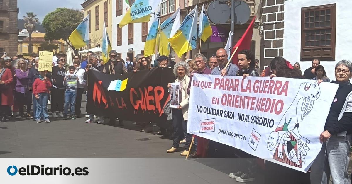 Tenerife recupera el 'No a la guerra' con una concentración en La Laguna contra los crímenes de Trump y Netanyahu y a favor de Palestina