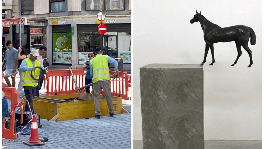 La escultura a caballo que un hotel de lujo coloca junto a la Gran Vía y que habla de cómo se privatiza lo público en Madrid