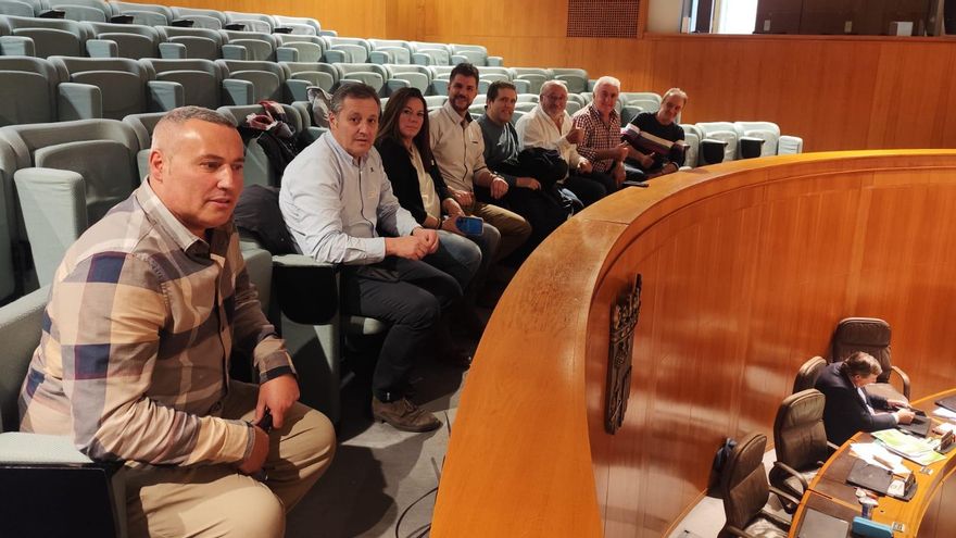 Ocho taxistas rurales se han desplazado a Zaragoza para participar en el pleno desde la tribuna de invitados.