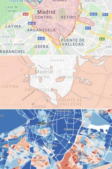 Mapas de Acciona, eCooltra y la renta de Madrid