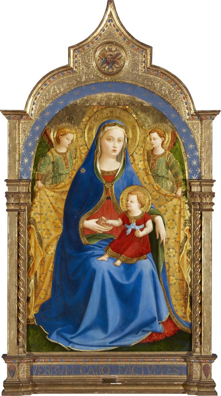 'Virgen con el Niño y dos ángeles' o 'Madonna de la granada', Guido di Pietro, llamado Fra Angelico.