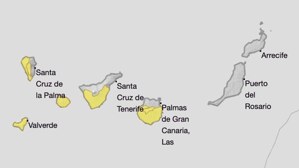 Mapa de la Aemet del aviso por viento.