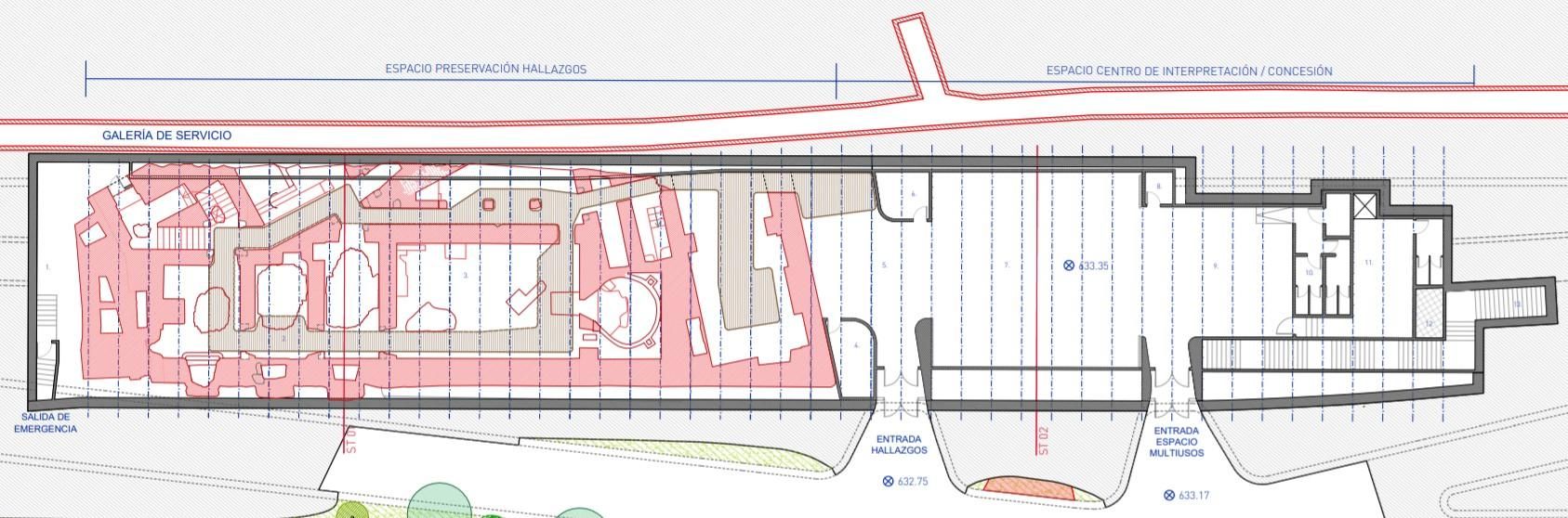 Detalle de los restos encontrados en la zona del Palacio Godoy