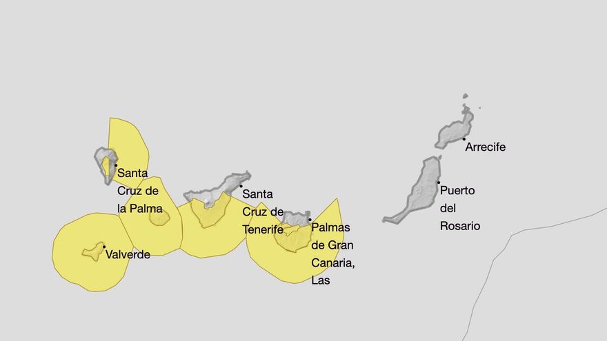 La Aemet activa avisos amarillos por calor, oleaje y viento este lunes y martes en varias islas de Canarias