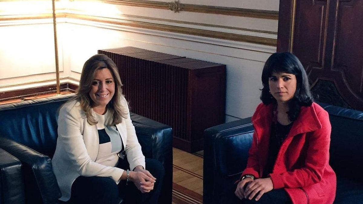Susana Díaz y Teresa Rodríguez (Podemos) en una reunión. \ Efe