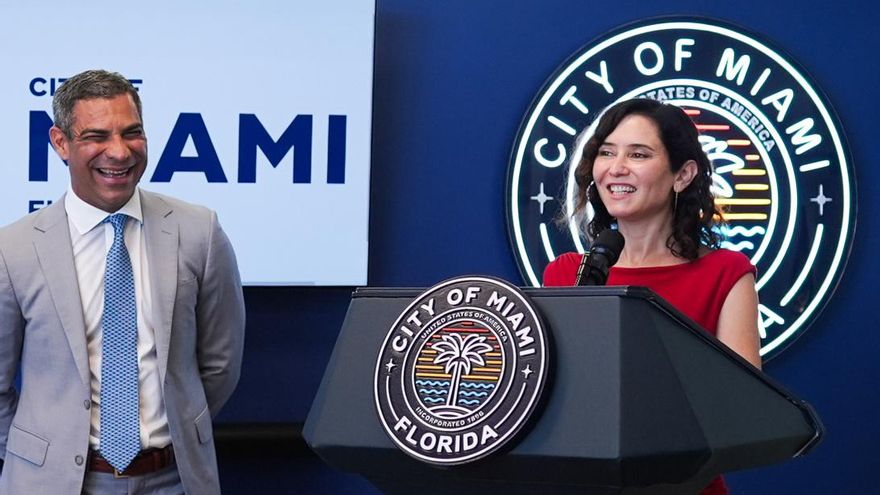 La presidenta de la Comunidad de Madrid, Isabel Díaz Ayuso, durante su gira estadounidense.
