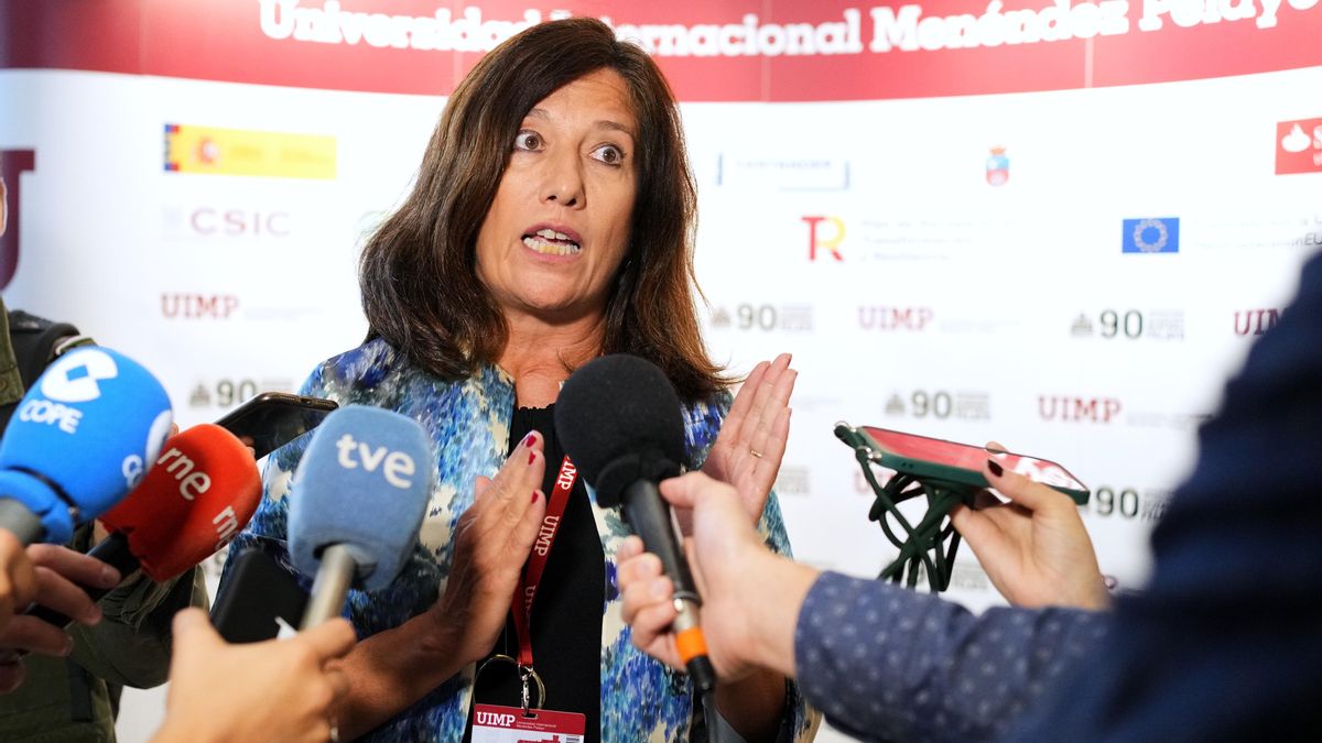 Mar España, directora de la Agencia Española de Protección de Datos, en declaraciones a la prensa en la UIMP
