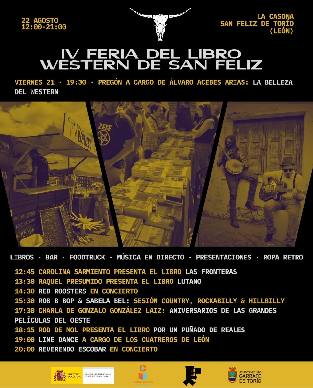 Cartel y programación IV Feria del libro Western de San Feliz.