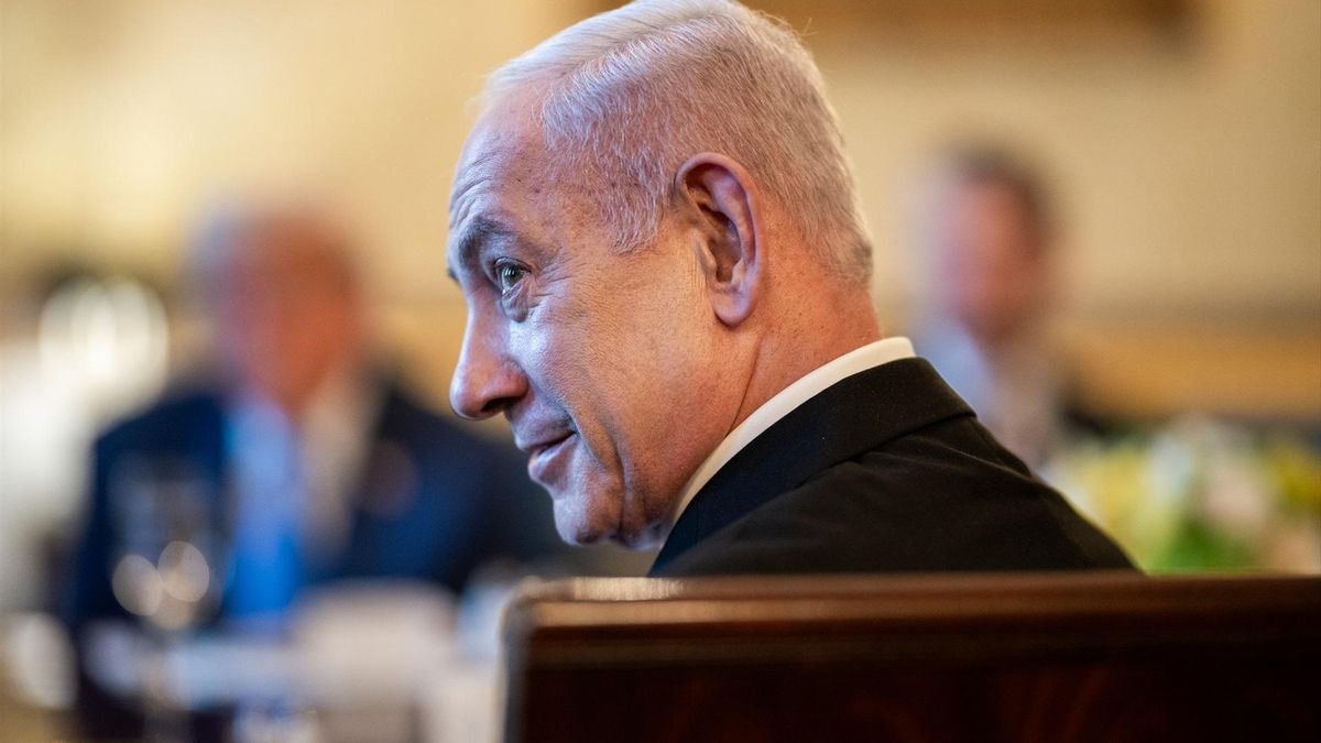 Benjamín Netanyahu en una cena ofrecida por Donald Trump en Washington, el 7 de julio de 2025.