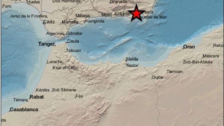Epicentro del terremoto de magnitud 2,1 sentido en Almería