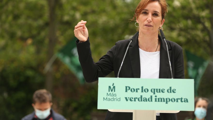 La candidata de Más Madrid a la Presidencia de la Comunidad, Mónica García, durante el acto, a 24 de abril de 2021, en Leganés.