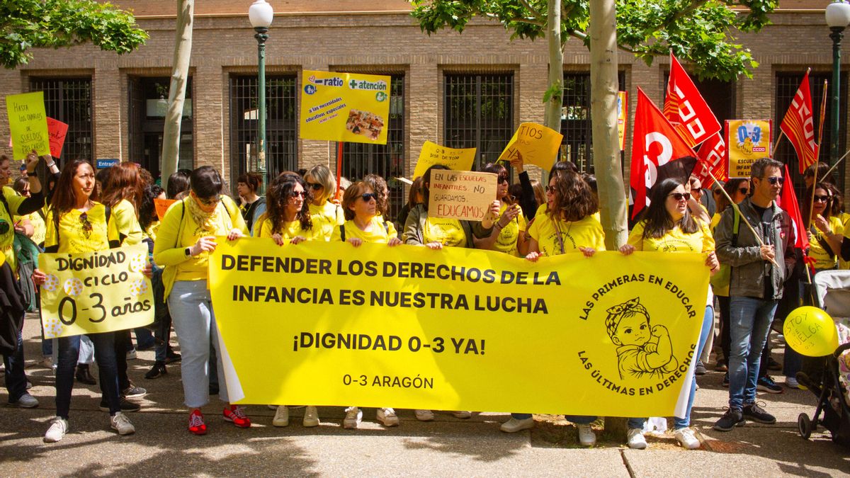 La Educación Infantil se moviliza en Aragón: el 50% del personal de la pública hace huelga en una jornada “histórica”