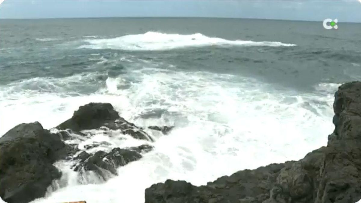 Zona donde cayó al mar el pescador. Foto: TELEVISIÓN CANARIA