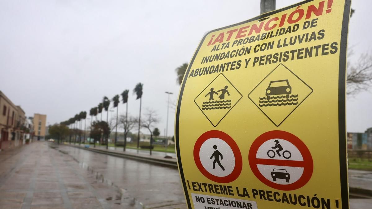 Alerta en el núcleo urbano de Jerez ante la llegada de la borrasca Marta, en febrero de 2026