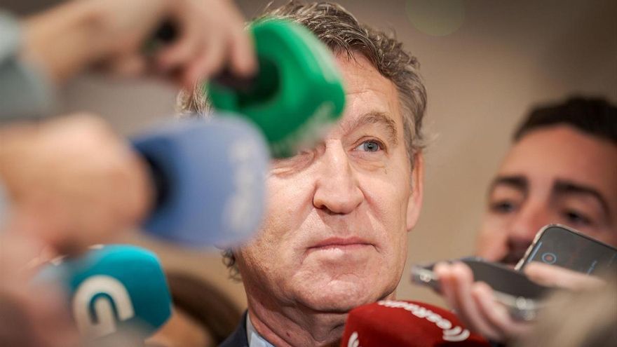 El presidente del PP, Alberto Núñez Feijóo, en el Real Casino Gran Círculo de Madrid, a 16 de octubre de 2025, en Madrid