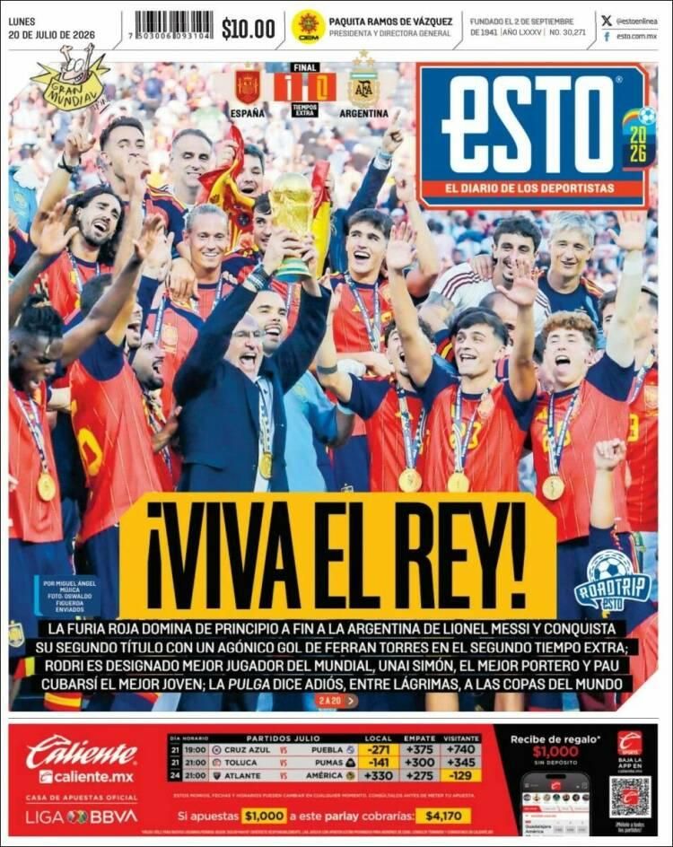 Las lágrimas de Messi y el título de España, en las tapas de los diarios del mundo