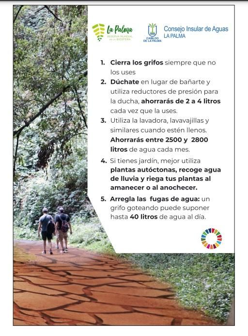 Cartel con consejos sobre el ahorro de agua.