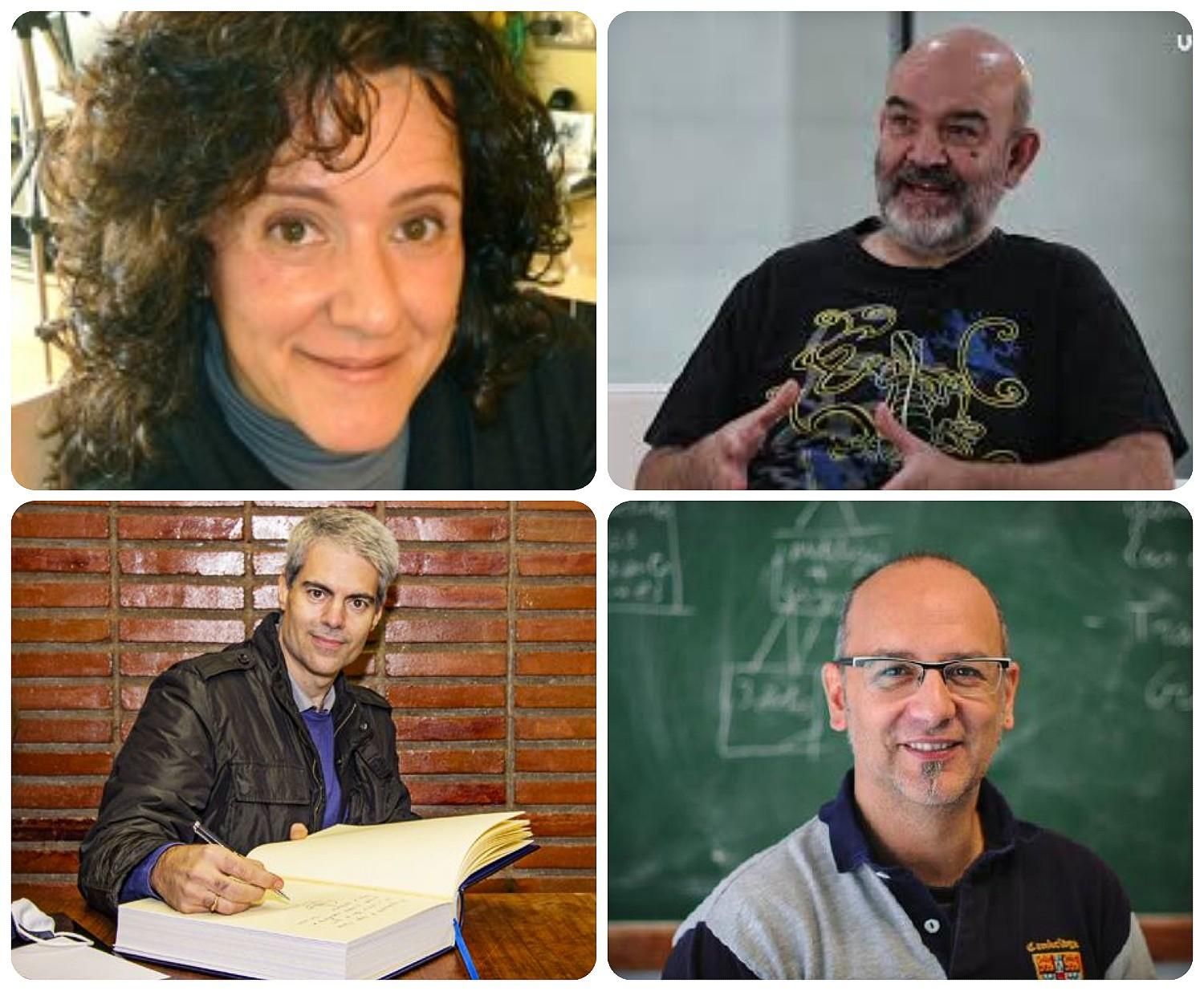 Arriba Susanna Manrubia y José Cuesta, abajo Mario Castro y Javier Galeano, componentes del podcast de La Vaca Esférica junto a Saúl Ares.