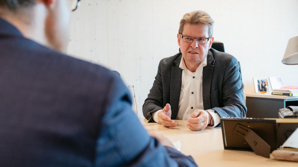 Ralf Stegner durante la entrevista para elDiario.es