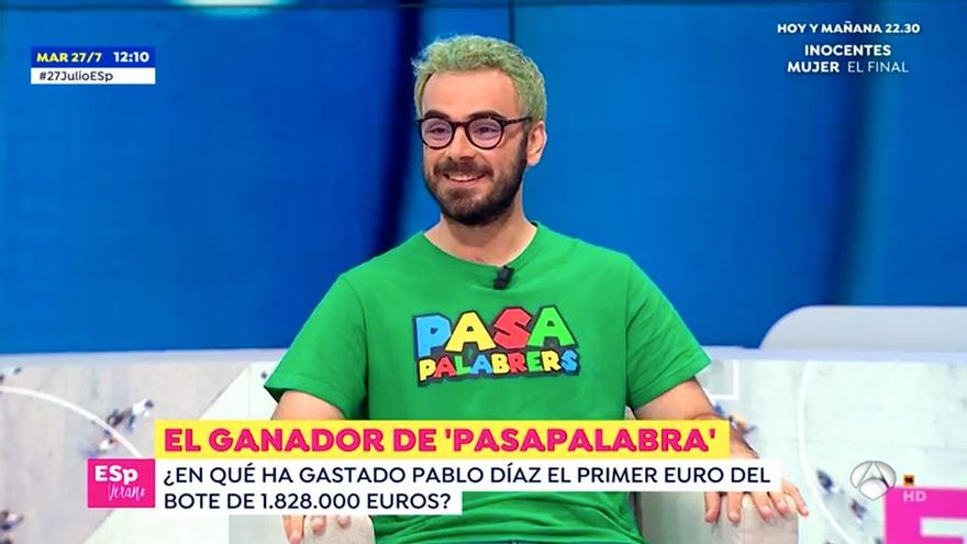 Pablo Díaz reaparece en Antena 3 y desvela en qué ha gastado parte del bote de 'Pasapalabra'