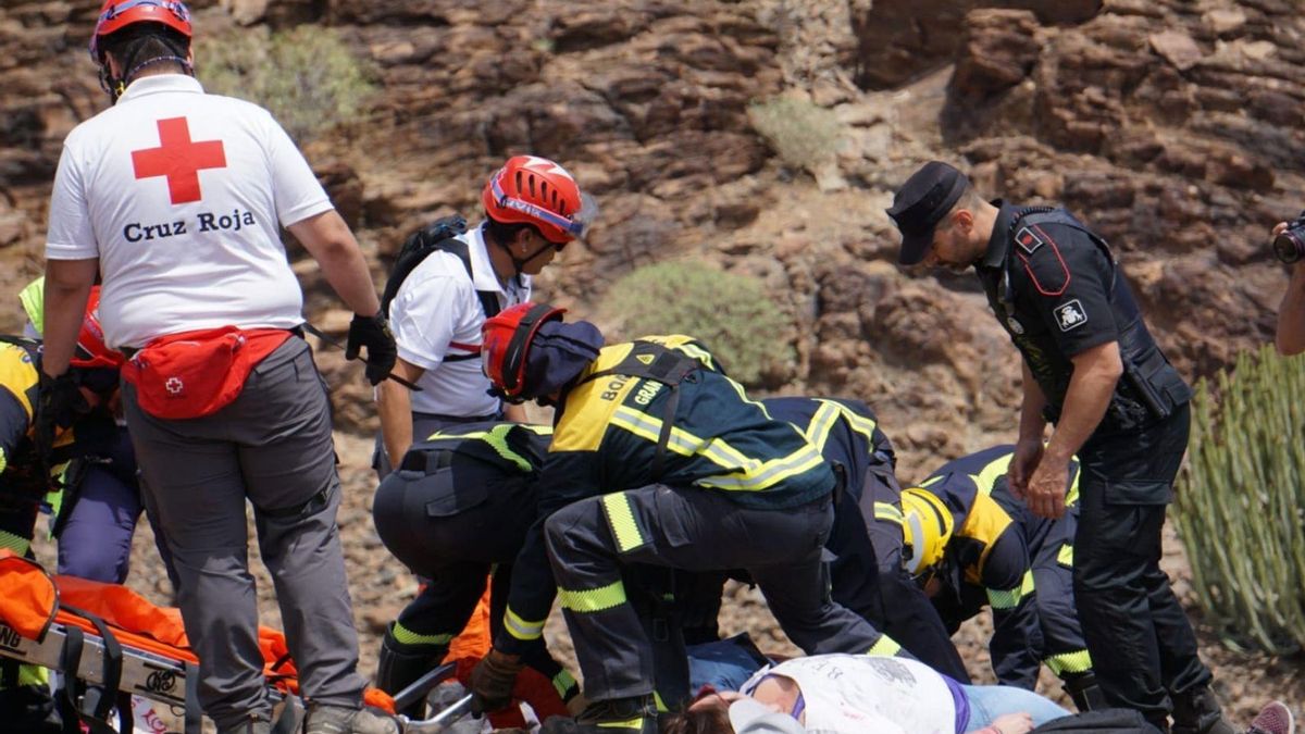 Así ha sido el simulacro de accidente aéreo ensayado en el sur de Gran Canaria