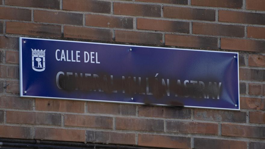 Tapan la placa de la calle Millán-Astray en Madrid días después de ser restituida
