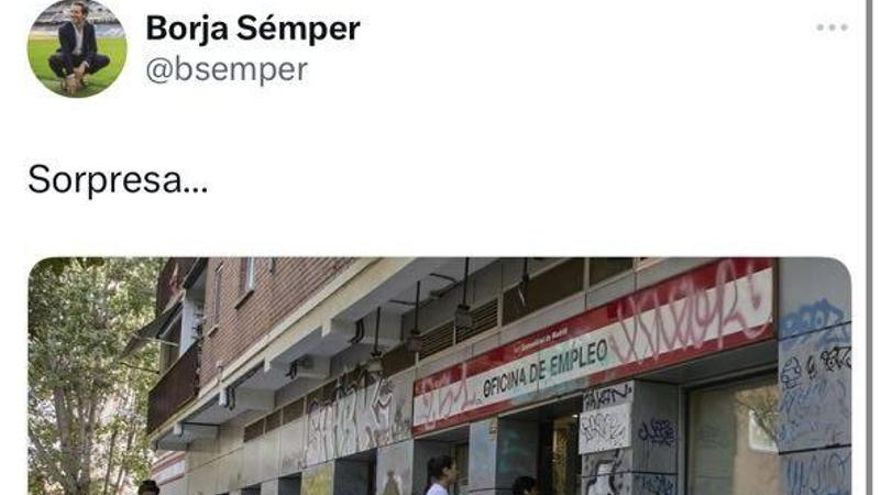 Sémper borra un tuit porque enlazaba a una noticia que desmiente que el Gobierno maquille los datos del paro, como defiende el PP