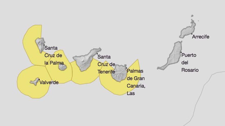 Mapa de la Aemet del aviso de riesgo por fenómenos costeros  para este sábado, 24 de julio.