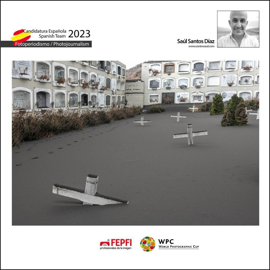 Cartel de la candidatura de España con la imagen que han seleccionado de Saúl Santos.