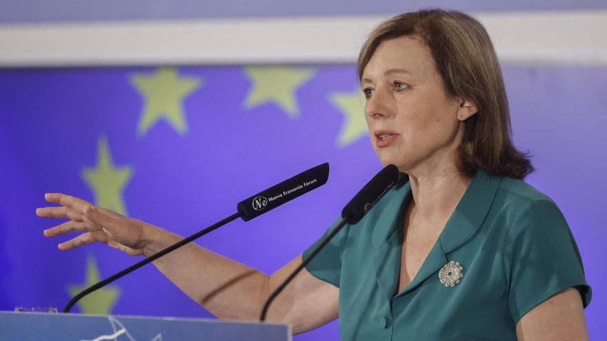 Imagen de archivo de la vicepresidenta de la Comisión Europea y responsable de valores y transparencia, Vera Jourová. EFE/ Emilio Naranjo