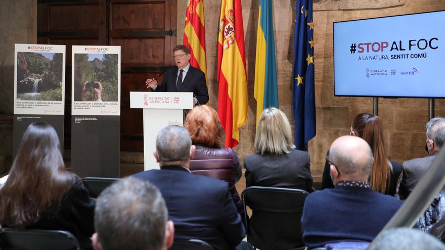 Ximo Puig en la presentación de la campaña 'Stop al foc' 2022.