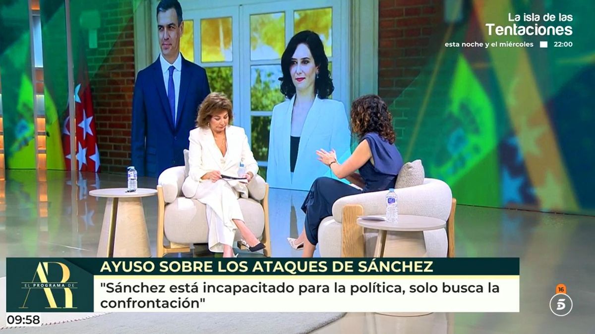 Ana Rosa Quintana e Isabel Díaz Ayuso en el regreso de 'El programa de AR'