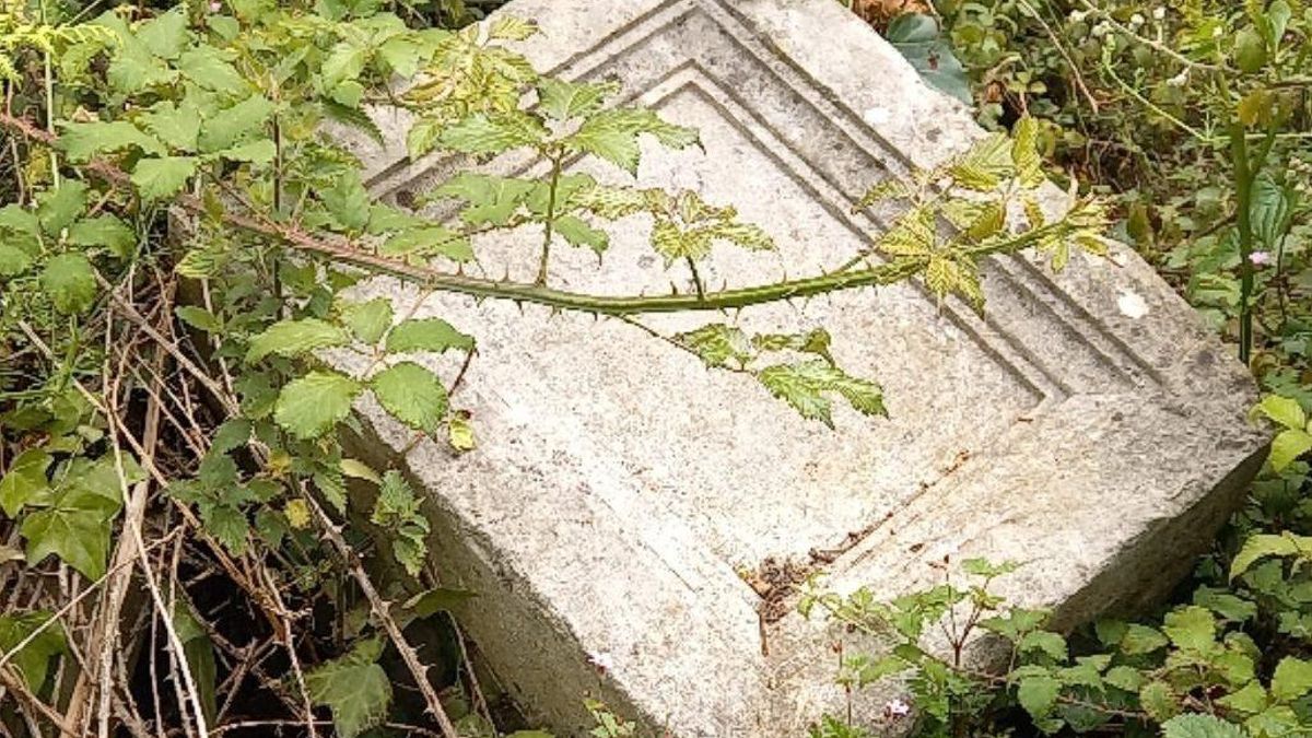 Un sillar de la histórica portalada de la Casa Salud Valdecilla.
