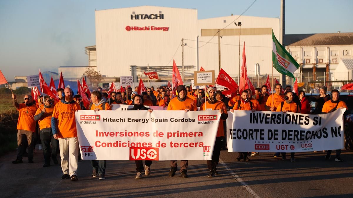 Manifestación de los trabajadores de Hitachi