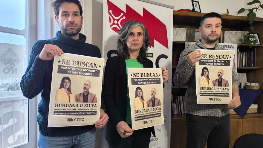 Representantes de STEC con la imagen "censurada" del tablón virtual sindical.