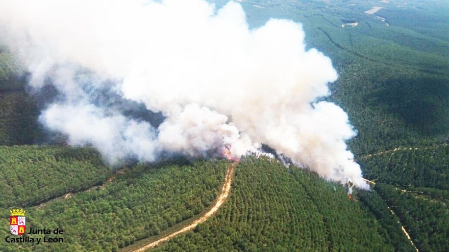 Declaran nivel 1 un incendio en Santa Colomba de Curueño que afecta a una gran superficie arbolada