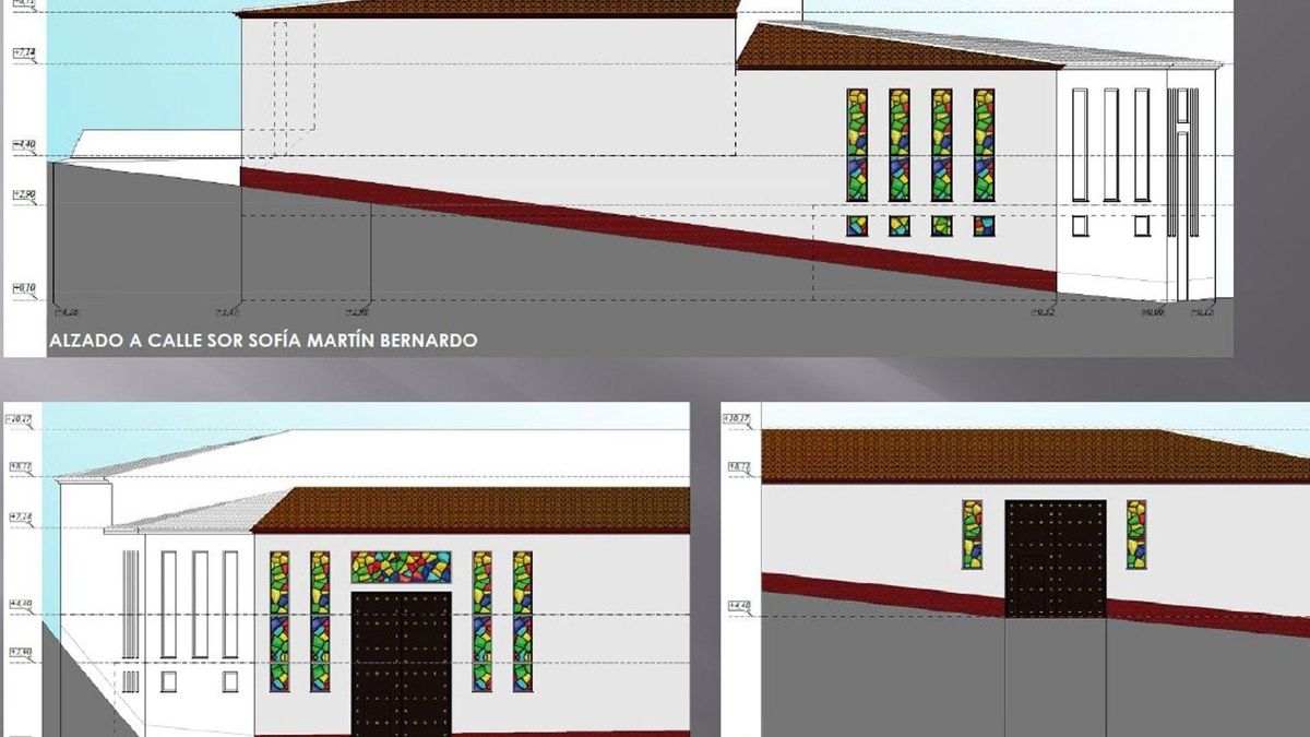 Imágenes de alzado de las fachadas del futuro espacio cultural de Montoro que albergará los pasos de las hermandades del municipio