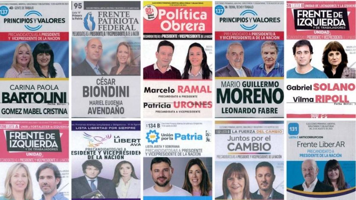Las 27 boletas de los candidatos a Presidente en las PASO 2023, en fotos