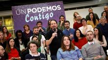 Pablo Iglesias durante la presentación de su candidatura para la III Asamblea de Podemos, el pasado domingo.