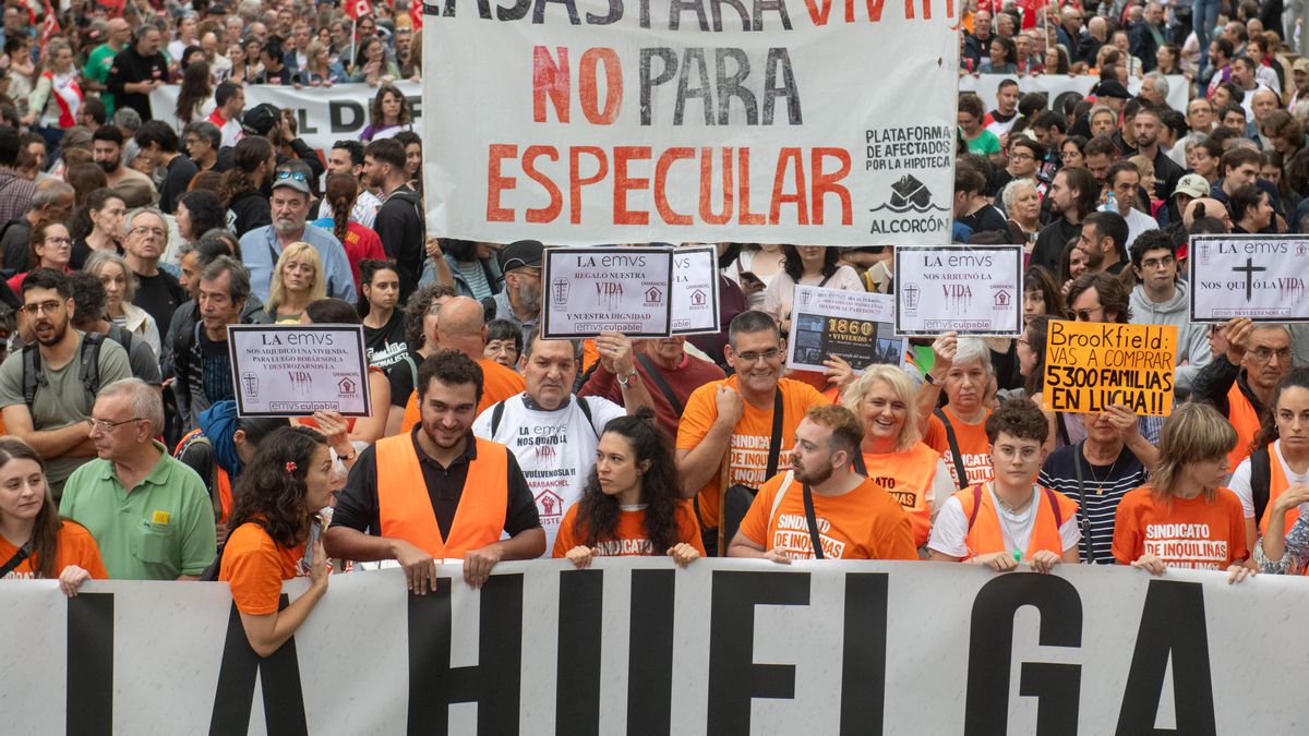 Manifestación por la vivienda en el centro de Madrid.