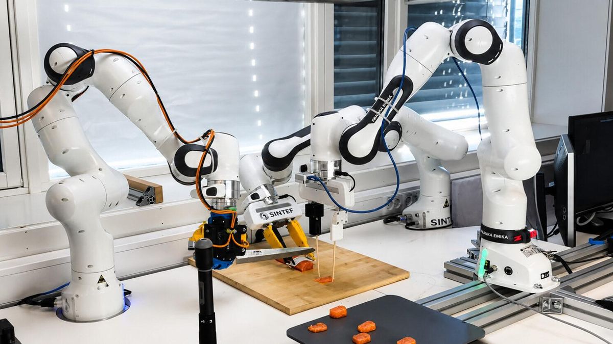Tres brazos, un objetivo: este robot acelera el corte de salmón para sashimi y aprieta la carrera por automatizar cocinas