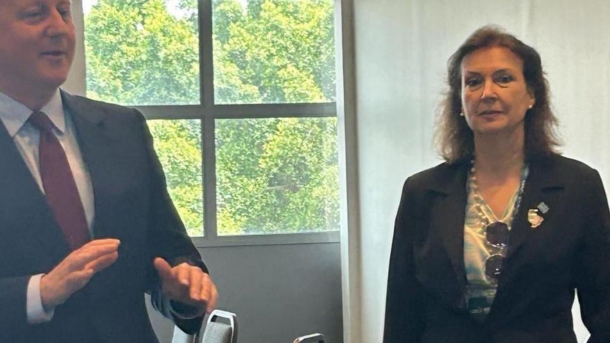 Diana Mondino con David Cameron en Brasil: "Poniendo las cosas en su lugar"
