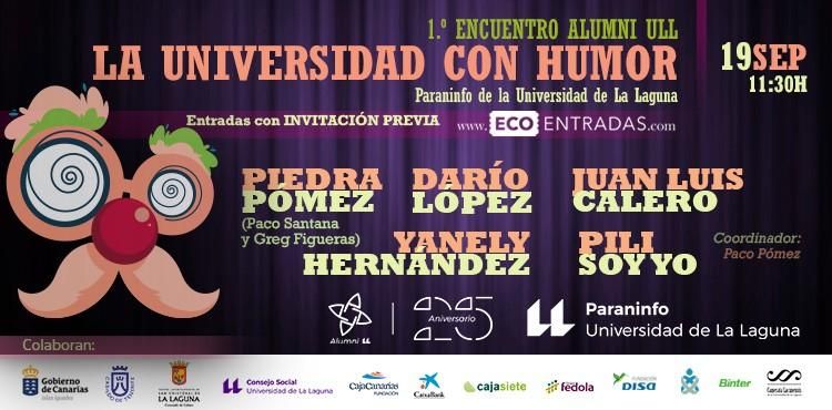 Cartel del I Encuentro Alumni ULL: La universidad con humor